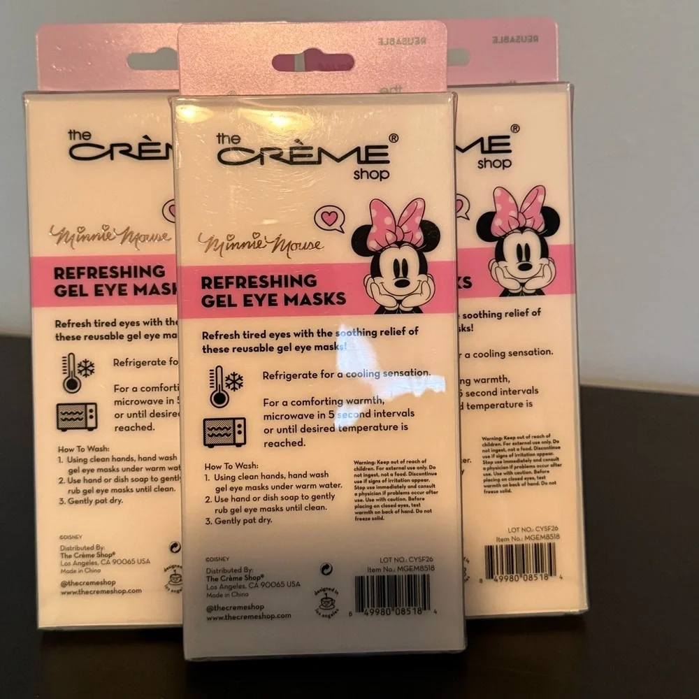 The Crème Shop x Disney Minnie Mouse: Gel Eye Masks, Cool or Warm, Set of 3, NEW